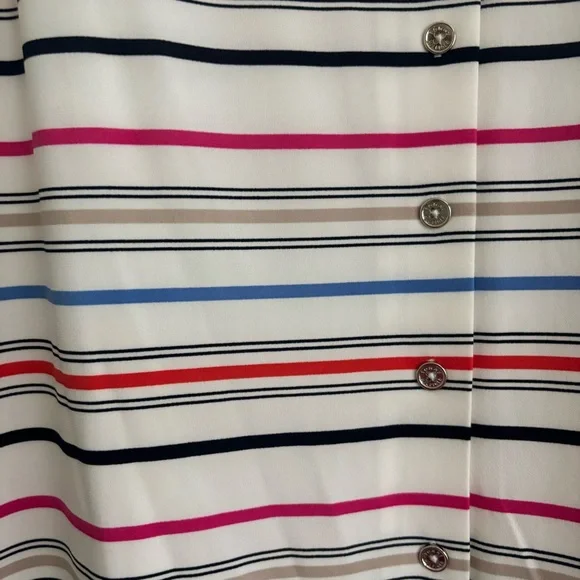 ❤️2/$15 or 3/$21❤️Tommy Hilfiger Striped Sleeveless Button-Down Top, Size L - Picture 2 of 12